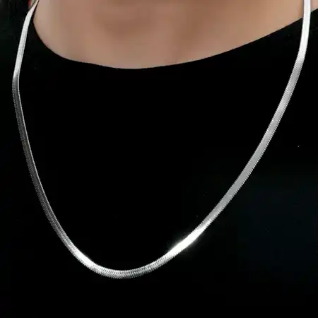 Handcrafted 92.5 Sterling Silver Unisex Snake Chain